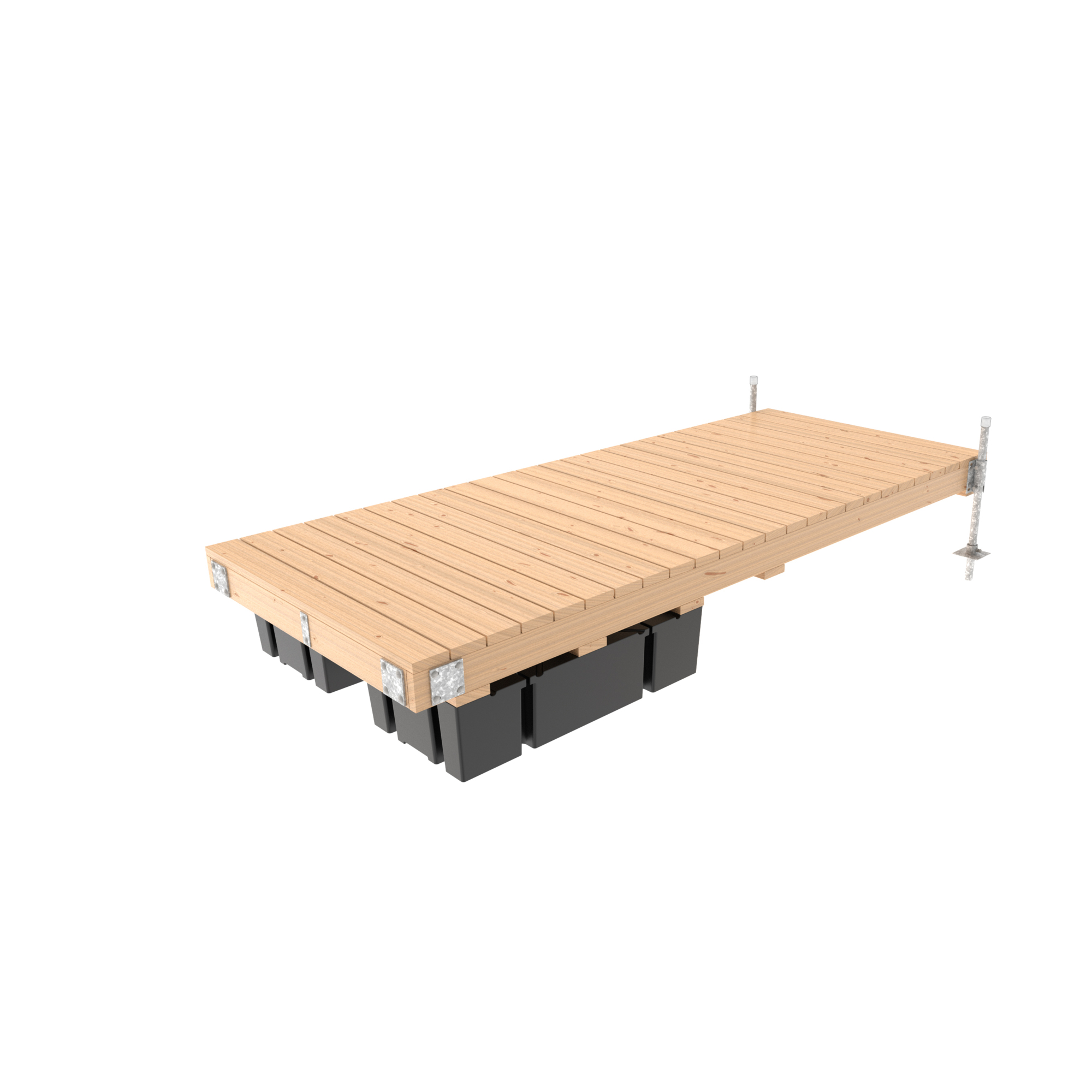 Multinautic Semi-Floating Wood Dock Kit — 5ft. x 12ft., 24in. x 48in. x 12in. Foam-Filled Floats, HDG Galvanized Steel Components, Model# 19375
